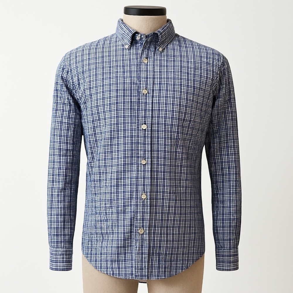 UNTUCKit Mens XL Relaxed Fit Blue White Plaid Cotton Button Down‎ Shirt